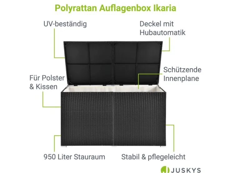 Juskys Polyrattan Gartenmöbel Auflagenbox Ikaria mit Innenplane in