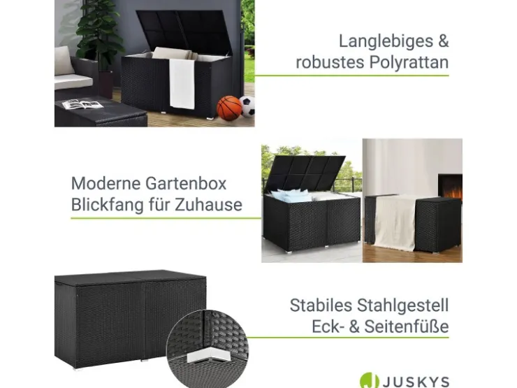 Juskys Polyrattan Gartenmöbel Auflagenbox Ikaria mit Innenplane in