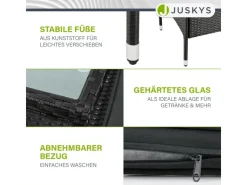 Juskys Polyrattan Gartenmöbel Sitzgruppe Monaco in Schwarz und Dunkelgraue Bezüge* Sitzbänke