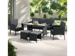 Juskys Polyrattan Gartenmöbel Sitzgruppe Turin* Hocker