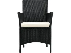 Juskys Polyrattan Gartenmöbel Balkon Set Bayamo in Schwarz mit Bezügen in Beige