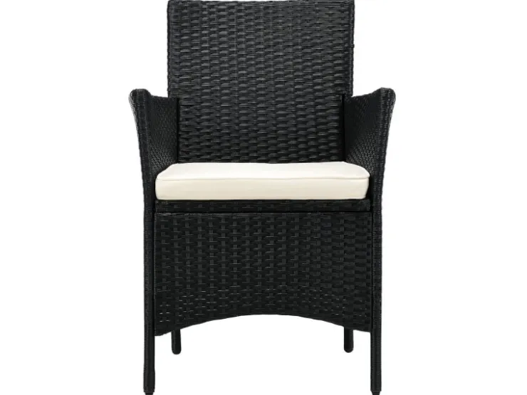 Juskys Polyrattan Gartenmöbel Balkon Set Bayamo in Schwarz mit Bezügen in Beige