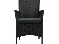 Juskys Polyrattan Gartenmöbel Balkon Set Bayamo in Schwarz mit Bezügen in Dunkelgrau* Kissen|Stühle
