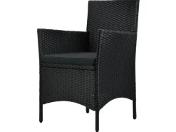 Juskys Polyrattan Gartenmöbel Balkon Set Bayamo in Schwarz mit Bezügen in Dunkelgrau* Kissen|Stühle