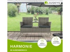 Juskys Polyrattan Gartenmöbel Sitzgruppe Monaco Grau Meliert und e Bezüge