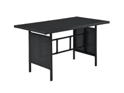 Juskys Polyrattan Gartenmöbel Lounge Manacor Schwarz mit Bezügen in Dunkelgrau* Hocker