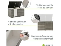 Juskys Polyrattan Gartenmöbel Auflagenbox Ikaria mit Innenplane in* Aufbewahrung|Kissen
