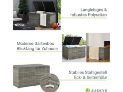Juskys Polyrattan Gartenmöbel Auflagenbox Ikaria mit Innenplane in* Aufbewahrung|Kissen