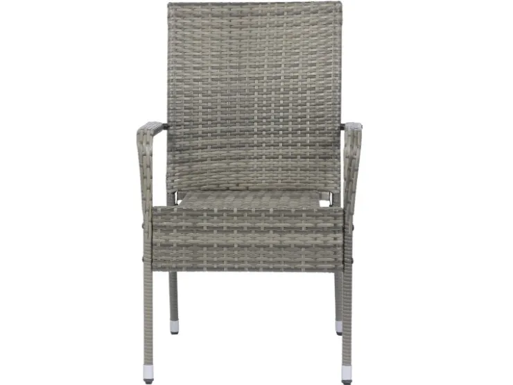 Juskys Polyrattan Gartenstühle Yoro 6er Set Stapelbar mit Armlehnen Grau Meliert* Stühle