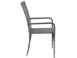 Juskys Polyrattan Gartenstühle Yoro 6er Set Stapelbar mit Armlehnen Grau Meliert* Stühle