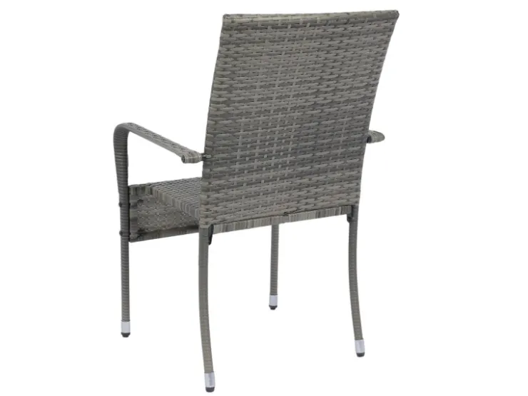 Juskys Polyrattan Gartenstühle Yoro 6er Set Stapelbar mit Armlehnen Grau Meliert* Stühle
