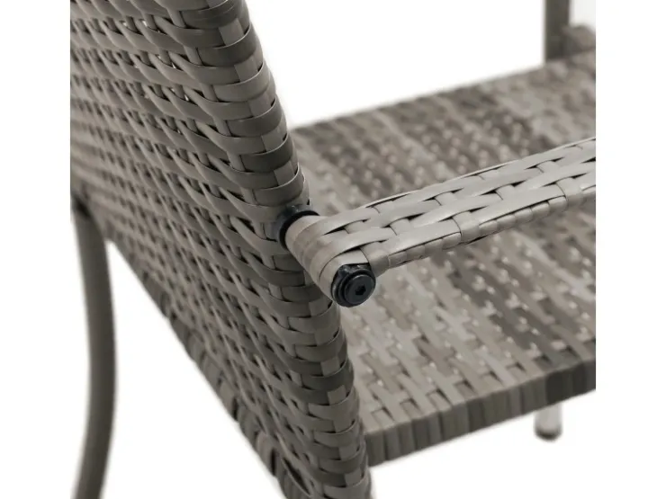Juskys Polyrattan Gartenstühle Yoro 6er Set Stapelbar mit Armlehnen Grau Meliert* Stühle