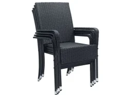 Juskys Polyrattan Gartenstühle Yoro 4er Set Stapelbar mit Armlehnen* Stühle