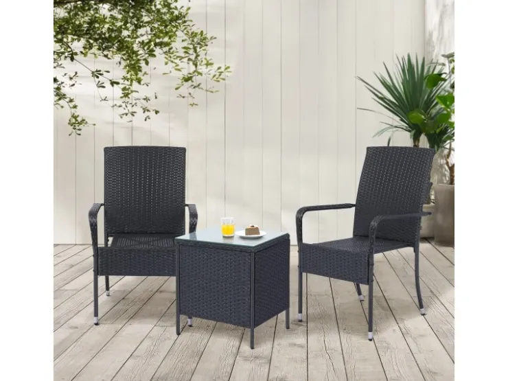 Juskys Polyrattan Gartenstühle Yoro 4er Set Stapelbar mit Armlehnen* Stühle