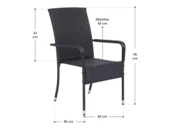 Juskys Polyrattan Gartenstühle Yoro 4er Set Stapelbar mit Armlehnen* Stühle