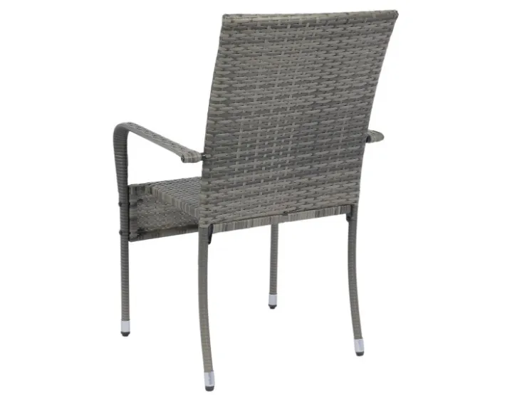 Juskys Polyrattan Gartenstühle Yoro 4er Set Stapelbar mit Armlehnen Grau Meliert* Stühle