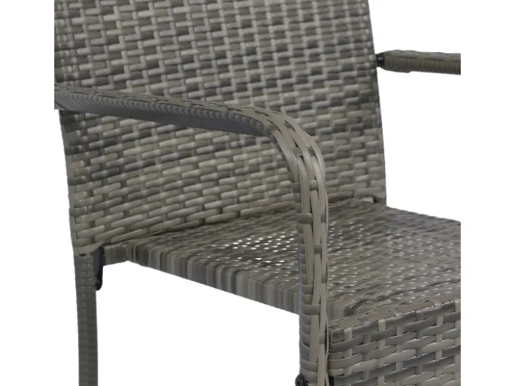 Juskys Polyrattan Gartenstühle Yoro 4er Set Stapelbar mit Armlehnen Grau Meliert* Stühle
