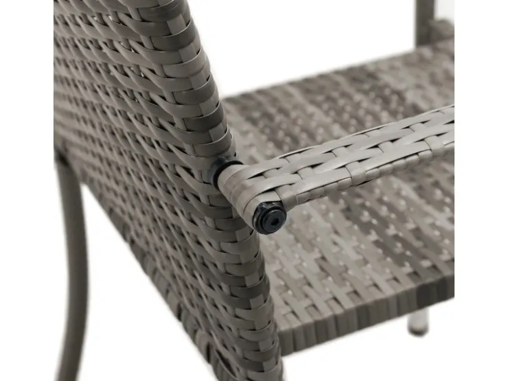 Juskys Polyrattan Gartenstühle Yoro 4er Set Stapelbar mit Armlehnen Grau Meliert* Stühle