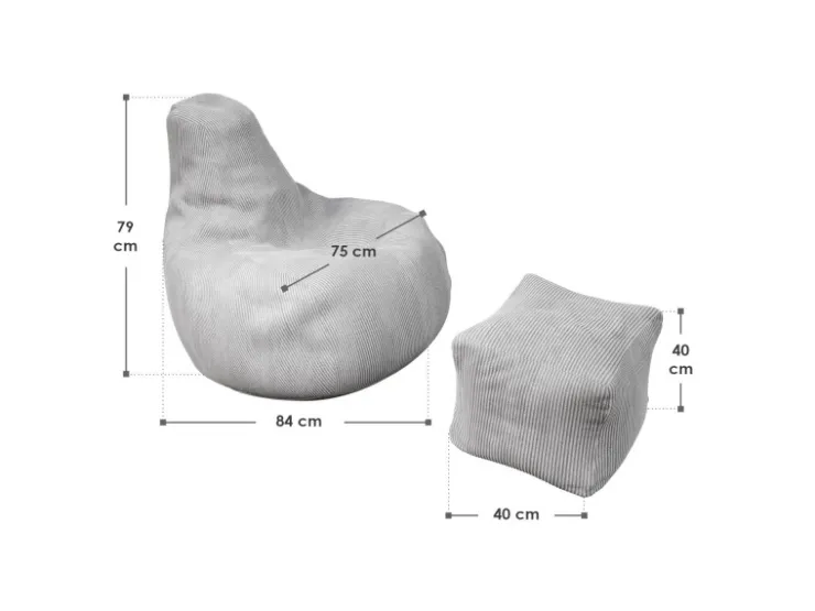 Juskys Sitzsack Chillex mit Hocker L in Stoff Cord* Sitzsäcke