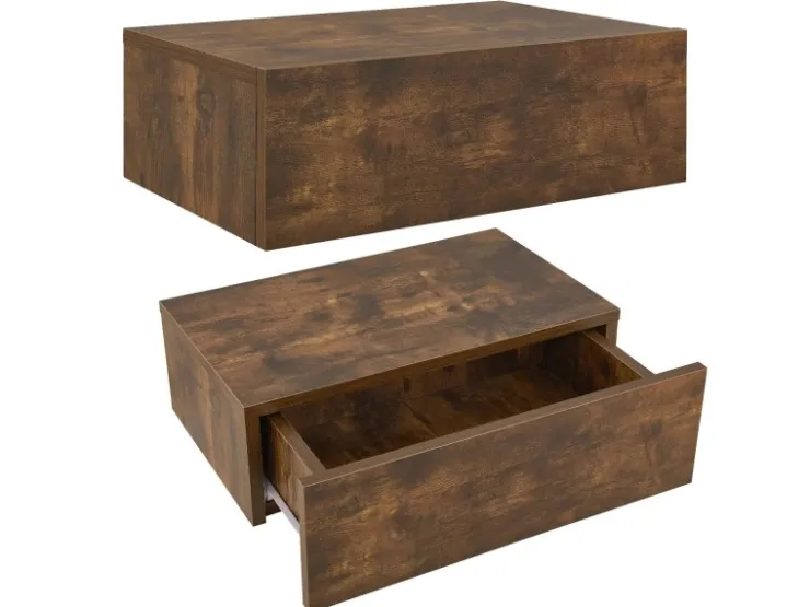 Juskys Wandregal Nachttisch 46x30x15 cm mit Schublade