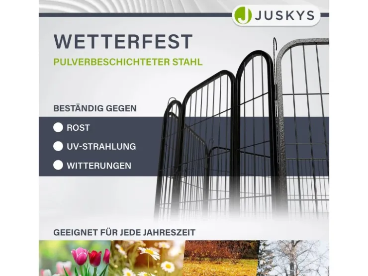 Juskys Welpenauslauf Plus aus Metall mit Doppelt Verriegelbarer Tür 8 Teilig* Kleintierbedarf