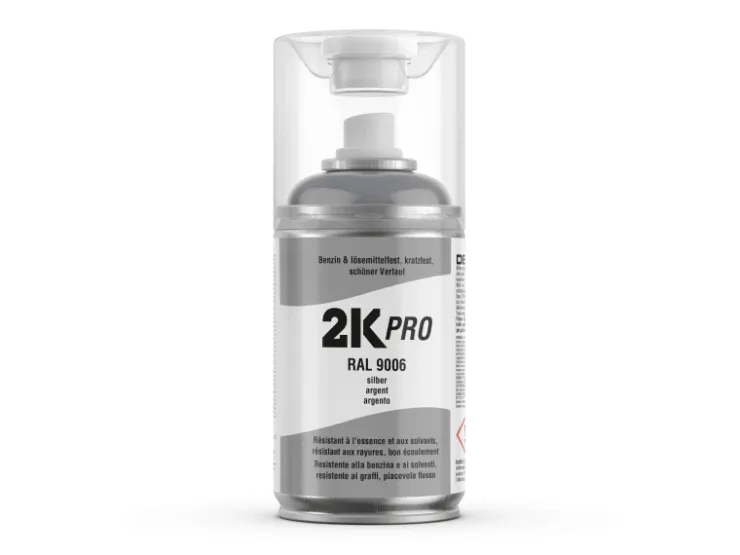 2K PRO Spraydose 250ml RAL9006 Silber Glanz* Sprühlacke