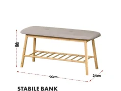 Karat Bambus Sitzbank Montana Schuhregal mit Stauraum und Sitzkomfort 34 x 90 x 45 cm