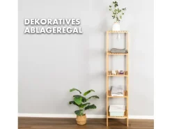 Karat Bambus Standregal Lowa Platzsparendes Holzregal Mit 5 Etagen* Bücherregale