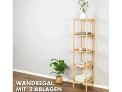 Karat Bambus Standregal Lowa Platzsparendes Holzregal Mit 5 Etagen* Bücherregale
