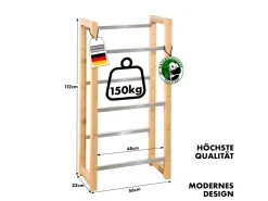 Karat Bambus-Flaschenkastenständer Flash - Robustes Lagerregal für Büro, Küche, Garage oder Flur - 112 x 56 x 32 cm* Flaschenregale