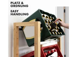 Karat Bambus-Flaschenkastenständer Flash - Robustes Lagerregal für Büro, Küche, Garage oder Flur - 112 x 106 x 32 cm* Flaschenregale