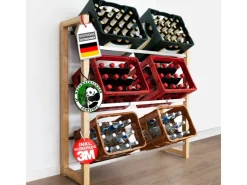 Karat Bambus-Flaschenkastenständer Flash - Robustes Lagerregal für Büro, Küche, Garage oder Flur - 112 x 106 x 32 cm* Flaschenregale