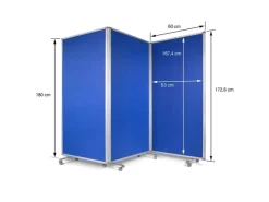 Karat Filz Stellwand Dreiteilige Trennwand mit Rollen Doppelseitig 180 x 180 cm* Pinnwände
