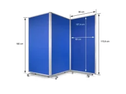 Karat Filz Stellwand Dreiteilige Trennwand mit Rollen Doppelseitig 180 x 180 cm* Pinnwände