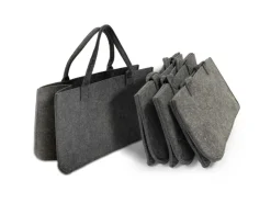 Karat Filztasche Conny Kaminholztasche 4er Set Einkaufstasche Faltbar Anthrazit