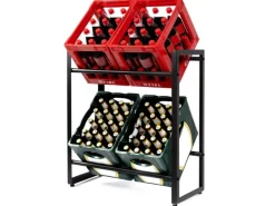 Karat Flaschenkastenständer Kenji - Robustes Lagerregal für Büro, Küche, Garage oder Flur - Schwarz - 70 x 32 x 79 cm* Regale Schwarz|Flaschenregale