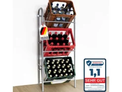 Karat Flaschenkastenständer Rocket - Regal mit Wandbefestigung - Grau - Für 3 Kästen - 49,5 x 32,5 x 115,5 cm* Kellerregale|Flaschenregale