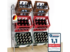Karat Flaschenkastenständer Rocket - Regal mit Wandbefestigung - Grau - Für 6 Kästen - 96 x 32,5 x 115,5 cm