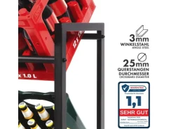 Karat Flaschenkastenständer Kenji - Robustes Lagerregal für Büro, Küche, Garage oder Flur - Schwarz - 104 x 32 x 82 cm