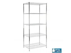 Karat Gitterregal Everest 350 kg Belastbarkeit 5 Böden Verchromt 90 x 45 x 200 cm* Flaschenregale