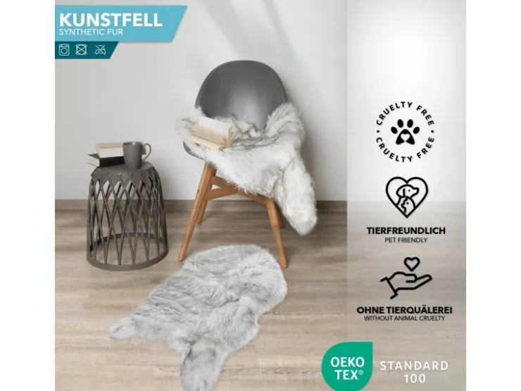 Karat Kunstfell Nelly Flauschiges Dekofell Individuell Einsetzbar Black Tip* Überwürfe