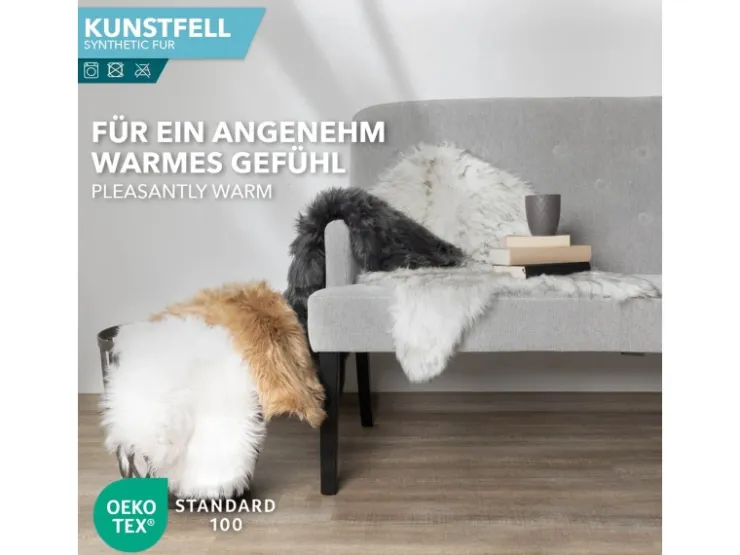 Karat Kunstfell Nelly Flauschiges Dekofell Individuell Einsetzbar Black Tip* Überwürfe