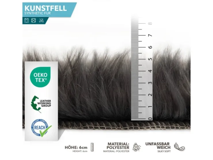 Karat Kunstfell Nelly Flauschiges Dekofell Individuell Einsetzbar Charcoal Grey* Sessel