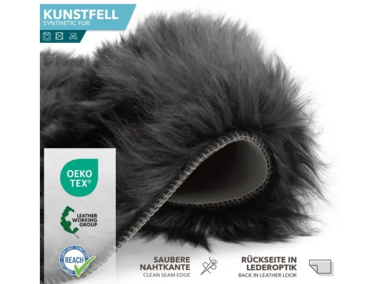 Karat Kunstfell Nelly Flauschiges Dekofell Individuell Einsetzbar Charcoal Grey* Sessel