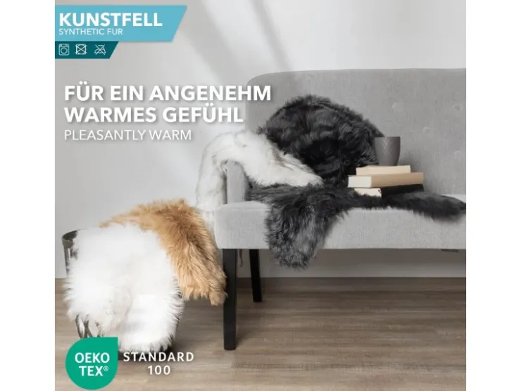 Karat Kunstfell Nelly Flauschiges Dekofell Individuell Einsetzbar Charcoal Grey* Sessel