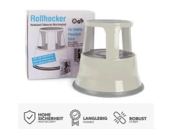 Karat Rollhocker Elefantenfuß Rolltritt aus Stahl - Hocker für Büro oder Gewerbe 150 kg Belastbar TÜV-geprüft -* Leitern