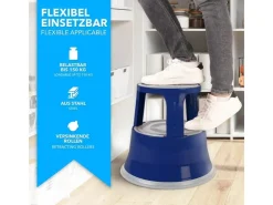 Karat Rollhocker Elefantenfuß Rolltritt aus Stahl - Hocker für Büro oder Gewerbe 150 kg Belastbar TÜV-geprüft -