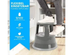 Karat Rollhocker Elefantenfuß Rolltritt aus Stahl - Hocker für Büro oder Gewerbe 150 kg Belastbar TÜV-geprüft -