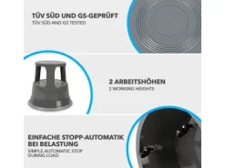 Karat Rollhocker Elefantenfuß Rolltritt aus Stahl - Hocker für Büro oder Gewerbe 150 kg Belastbar TÜV-geprüft -