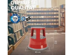 Karat Rollhocker Elefantenfuß Rolltritt aus Stahl - Hocker für Büro oder Gewerbe 150 kg Belastbar TÜV-geprüft -* Hocker